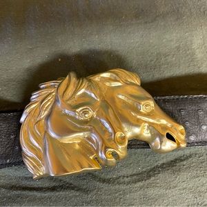 Vintage Western Horse Buckle Leather Belt